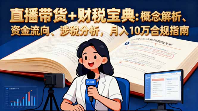 (16444期)直播带货+财税宝典:概念解析、资金流向、涉税分析,月入10万合规指南