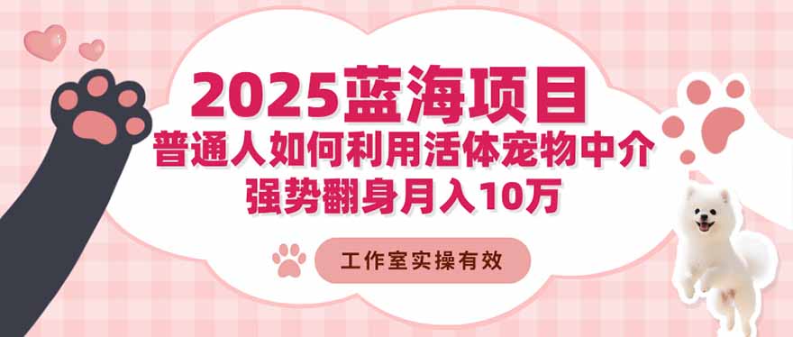 (16489期)2025蓝海项目:普通人如何利用活体宠物中介,强势翻身月入10万